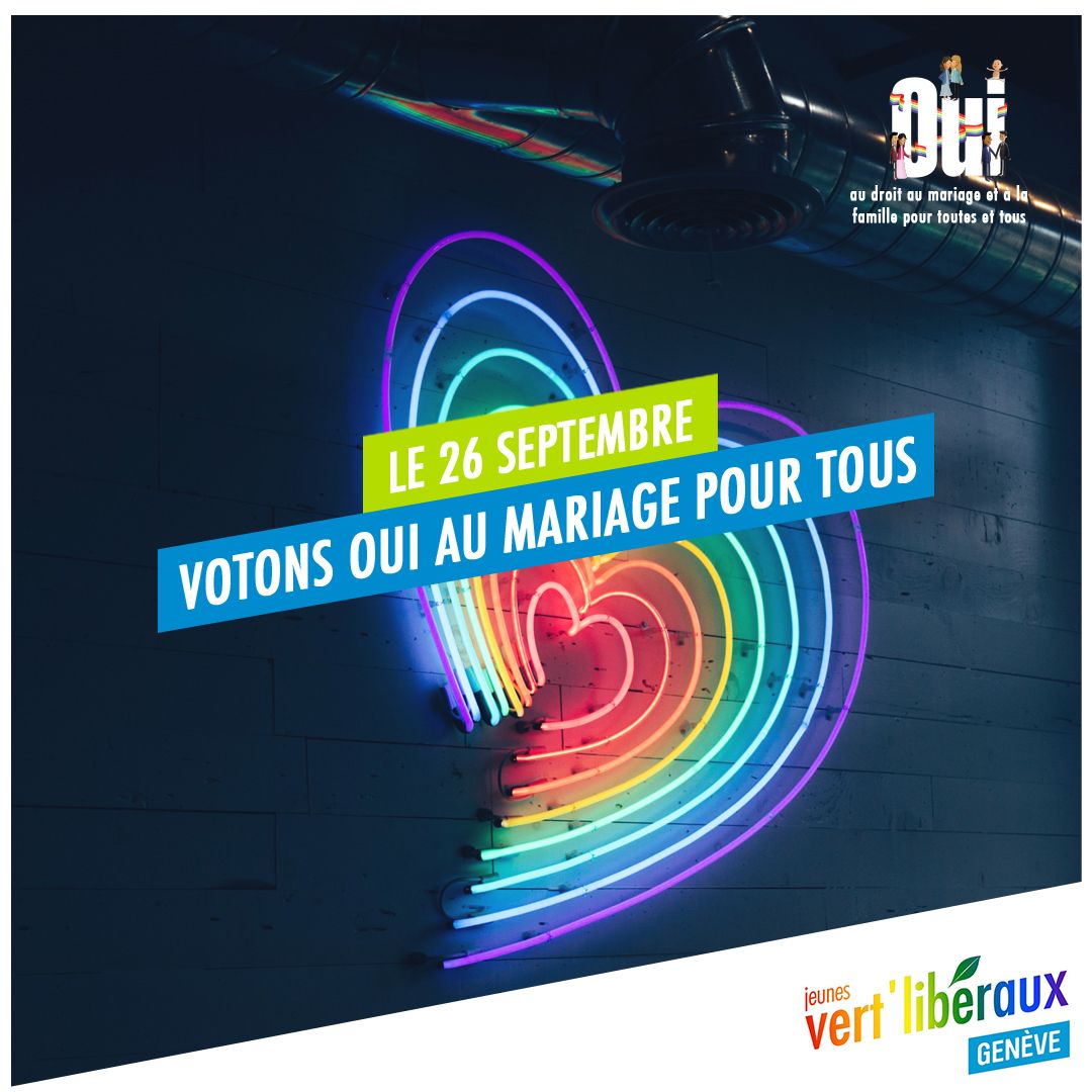 Le 26 septembre : votons oui au mariage pour tous