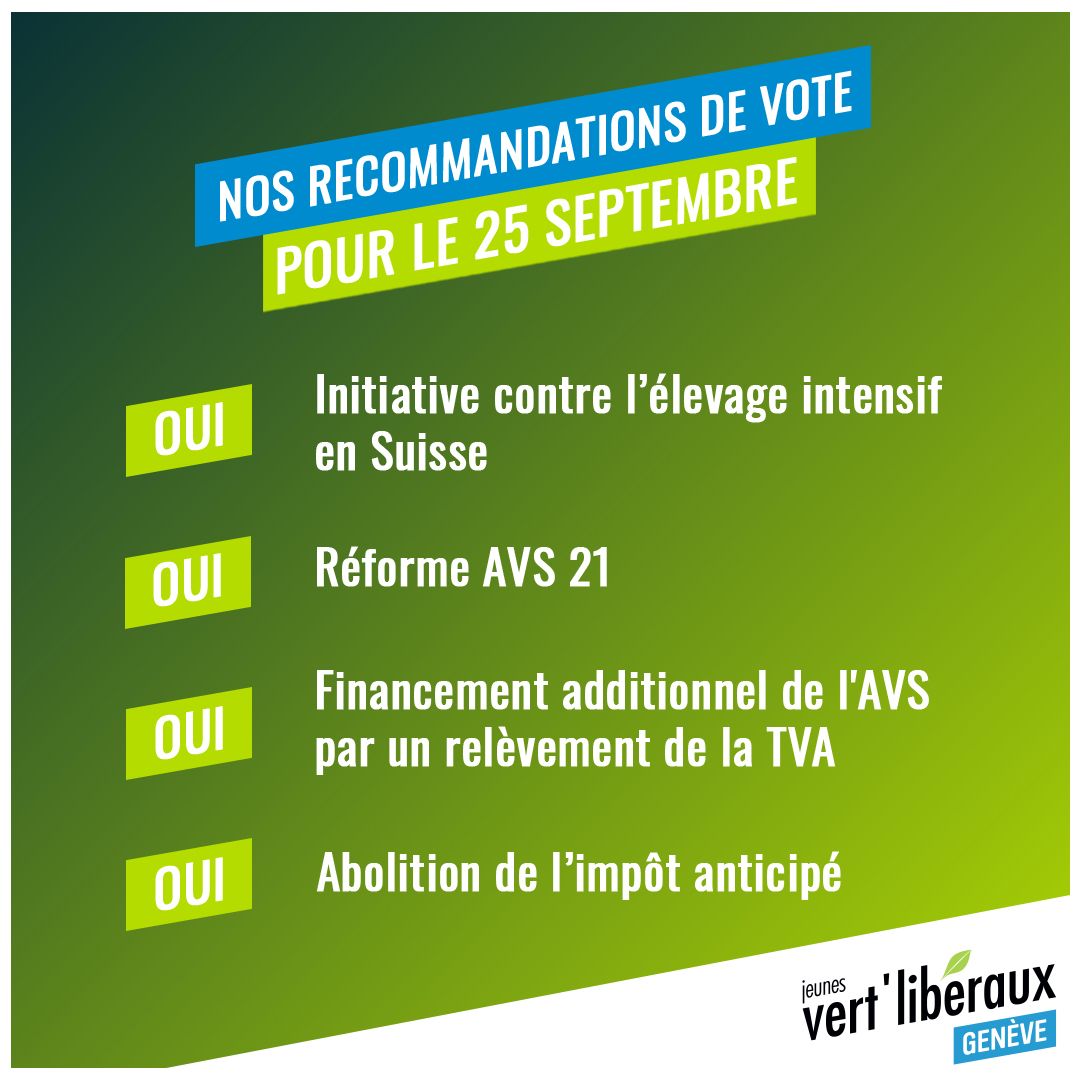 Recommandations de vote pour le dimanche 25 septembre 2022
