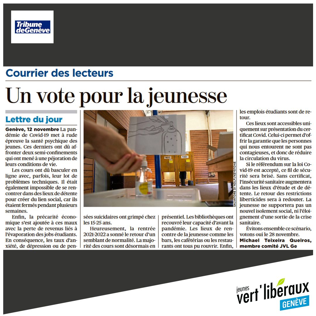 Loi COVID-19 – Un vote pour la jeunesse